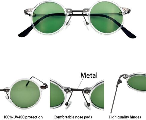Small Round Sunglasses Men Women, Vintage Punk Circle Style Metal Frame Hippie Sun Glasses UV400 Lens in Saudi Arabia