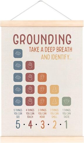 Laveliabel Inspirational Mental Health Poster Hanger Frame,Coping Skills Self Affirmations Poster with Wood Hanger, Grounding Therapy Office Self Care Wall Art Decor for Calming Corner School Counselor 12x16in in Saudi Arabia