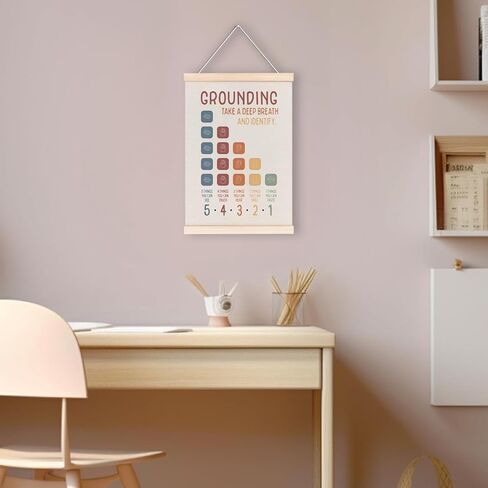 Laveliabel Inspirational Mental Health Poster Hanger Frame,Coping Skills Self Affirmations Poster with Wood Hanger, Grounding Therapy Office Self Care Wall Art Decor for Calming Corner School Counselor 12x16in in Saudi Arabia