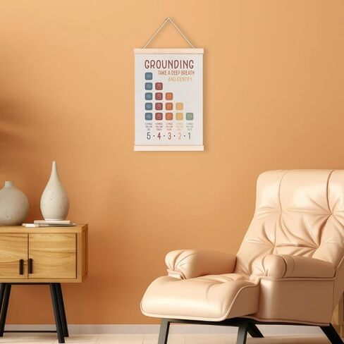 Laveliabel Inspirational Mental Health Poster Hanger Frame,Coping Skills Self Affirmations Poster with Wood Hanger, Grounding Therapy Office Self Care Wall Art Decor for Calming Corner School Counselor 12x16in in Saudi Arabia