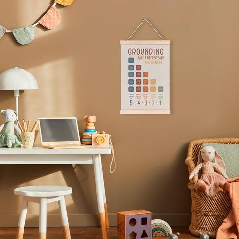 Laveliabel Inspirational Mental Health Poster Hanger Frame,Coping Skills Self Affirmations Poster with Wood Hanger, Grounding Therapy Office Self Care Wall Art Decor for Calming Corner School Counselor 12x16in in Saudi Arabia