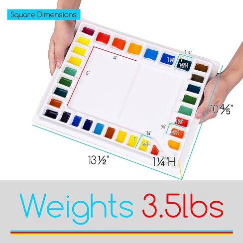 لوحة طلاء MEEDEN 33-Well Porcelain مع غطاء بلاستيكي، لوحة سيراميك مع غطاء للألوان المائية والأكريليك والطلاء المائي الآخر، 13-1/2 × 10.8 بوصة، صينية خلط سيراميك للرسام الخبير in Kuwait