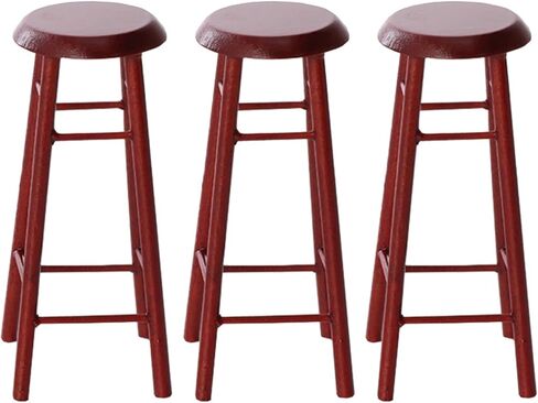 SAFIGLE 3 Pcs Decorative Miniature Furniture Set - Mini House Accessories with Solid Wood Bar Stool and Cushion, Perfect for Dollhouse Decor Wooden Stools for Kitchen Counter Dool Stool in Saudi Arabia
