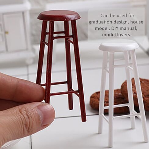 SAFIGLE 3 Pcs Decorative Miniature Furniture Set - Mini House Accessories with Solid Wood Bar Stool and Cushion, Perfect for Dollhouse Decor Wooden Stools for Kitchen Counter Dool Stool in Saudi Arabia