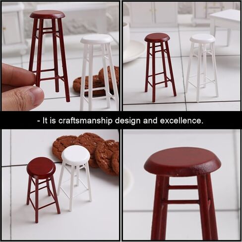 SAFIGLE 3 Pcs Decorative Miniature Furniture Set - Mini House Accessories with Solid Wood Bar Stool and Cushion, Perfect for Dollhouse Decor Wooden Stools for Kitchen Counter Dool Stool in Saudi Arabia