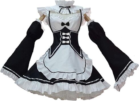 Anime Cosplay Costume Maid Outfit Lolita Dress for Women and Girls, Costume-white, Small in Saudi Arabia