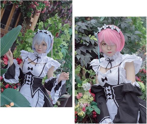 Anime Cosplay Costume Maid Outfit Lolita Dress for Women and Girls, Costume-white, Small in Saudi Arabia