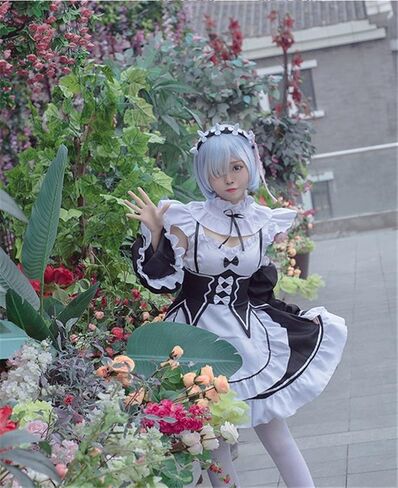 Anime Cosplay Costume Maid Outfit Lolita Dress for Women and Girls, Costume-white, Small in Saudi Arabia