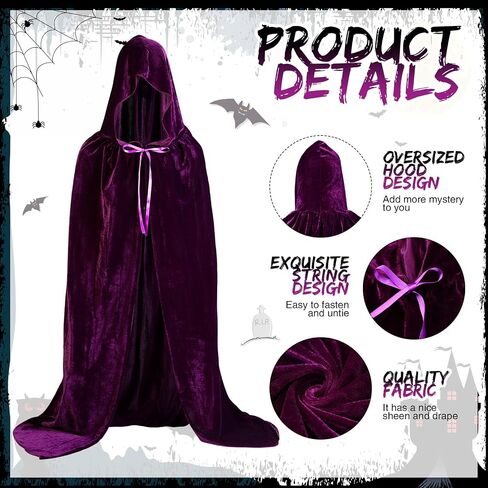 3 Pcs Halloween Witch Sisters Costume Adults Hooded Robe Cloak for Halloween Costume Cape Unisex Cape with Hood for Cosplay Women Wizard Devil Vampire in Saudi Arabia