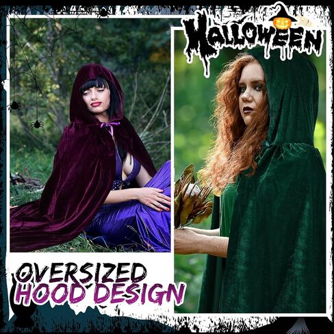 3 Pcs Halloween Witch Sisters Costume Adults Hooded Robe Cloak for Halloween Costume Cape Unisex Cape with Hood for Cosplay Women Wizard Devil Vampire in Saudi Arabia