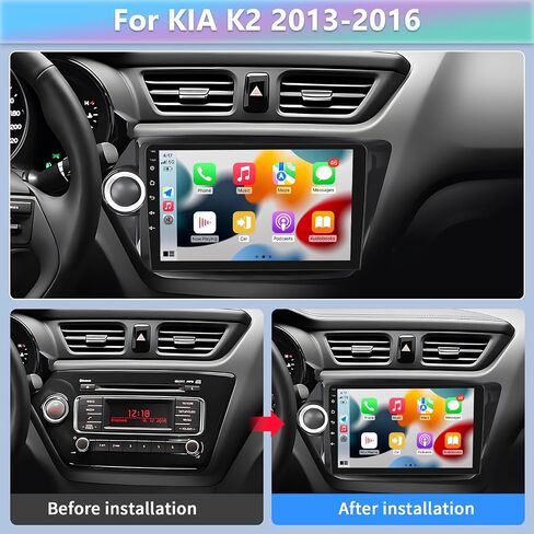 Podofo Car Stereo for KIA K2 Rio 3 2011 2012 2013 2014 2015 2016 with Wireless Carplay Android Auto,9 Inch Touchscreen Car Radio with Bluetooth/GPS/WiFi/SWC/FM&RDS Radio + AHD Backup Camera + MIC in Saudi Arabia