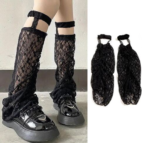 Women's Lace Leg Warmers Y2K Knee High Hollow Out Gartered Leg Sleeves Socks for Girls in Saudi Arabia