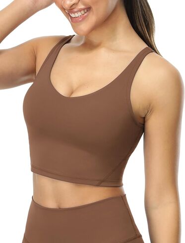 icyzone V Neck Sport Bra for women, Wireless Padded U Back Yoga Running Bra in Kuwait