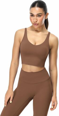 icyzone V Neck Sport Bra for women, Wireless Padded U Back Yoga Running Bra in Kuwait