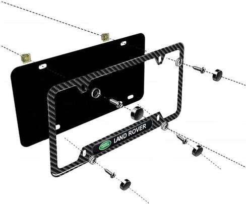 4 Holes License Plate Frames for Land ROVERCarbon Fiber-2 Pack Black Aluminum Metal Rattle Proof Front & Rear Tag License Plate Holders,Stainless Steel Tamper Proof License Plate Screws,for Women&Men in Saudi Arabia