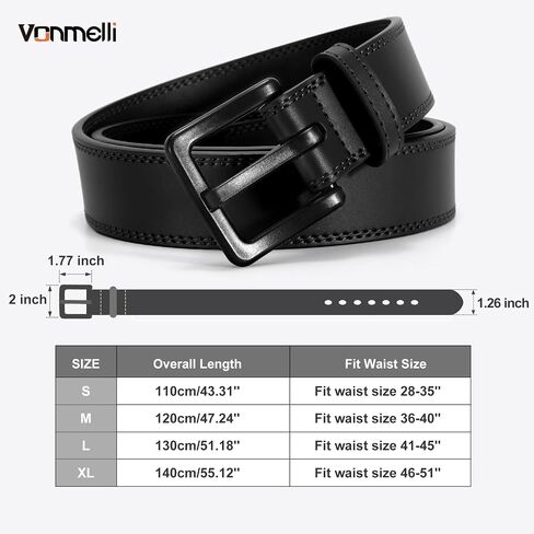 VONMELLI Nickel Free Leather Belt for Men, TSA Approved Non Metal Men’s Belt for Jeans with Hypoallergenic Buckle in Saudi Arabia