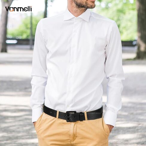 VONMELLI Nickel Free Leather Belt for Men, TSA Approved Non Metal Men’s Belt for Jeans with Hypoallergenic Buckle in Saudi Arabia