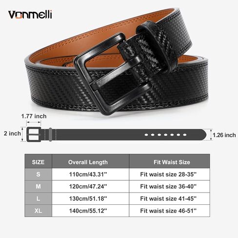 VONMELLI Nickel Free Leather Belt for Men, TSA Approved Non Metal Men’s Belt for Jeans with Hypoallergenic Buckle in Saudi Arabia