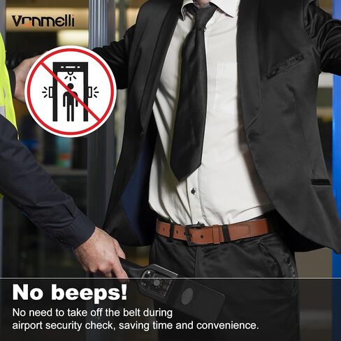 VONMELLI Nickel Free Leather Belt for Men, TSA Approved Non Metal Men’s Belt for Jeans with Hypoallergenic Buckle in Saudi Arabia