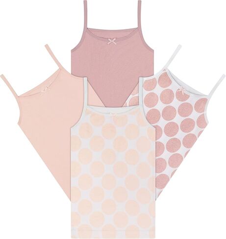 Buyless Fashion Girls Tagless Cami رقبة سكوب وردي بولكا دوت قمصان قطنية بدون أكمام (4 عبوات) in Saudi Arabia
