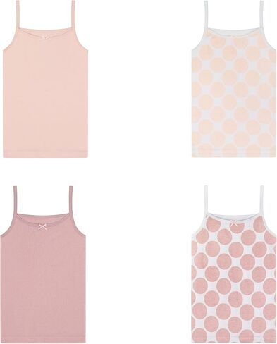 Buyless Fashion Girls Tagless Cami رقبة سكوب وردي بولكا دوت قمصان قطنية بدون أكمام (4 عبوات) in Saudi Arabia
