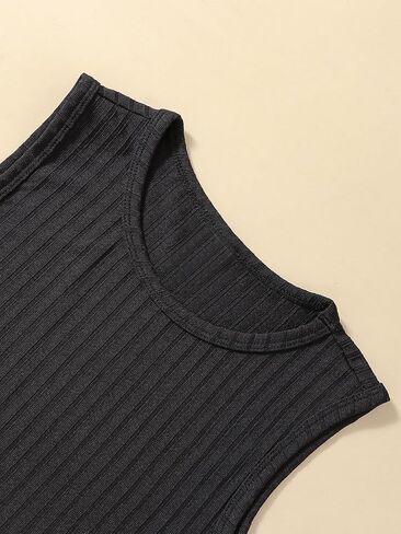 Girl's Sleeveless Criss Cross Ribbed Tank Top Casual Crewneck Slim Fit Crop Tops Tees in Saudi Arabia