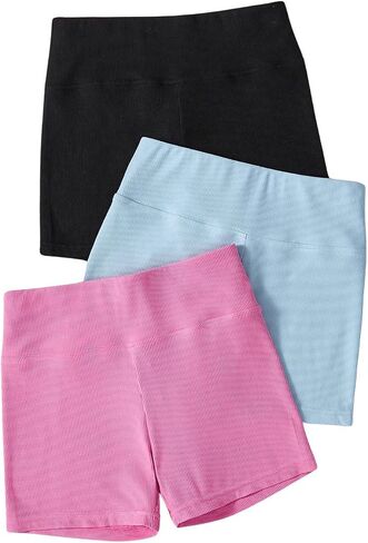 SweatyRocks Girl's 3 Piece High Waist Skinny Biker Shorts Seamless Workout Sports Legging Shorts in Saudi Arabia