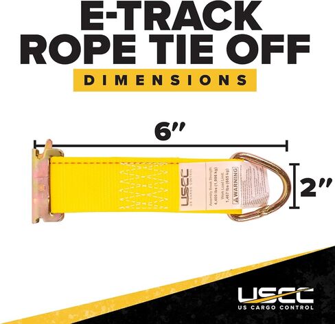 US Cargo Control E-Track Rope Tie-Offs, 2 Inch x 6 Inch Cargo Tie-Downs (10-Pack) with D Ring and Spring E Track Fitting for Easily Securing Cargo to E-Track, 1,467 Pounds Working Load Limit - Yellow in Saudi Arabia