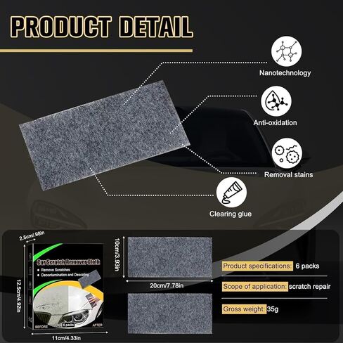 6 PCS-Breathe Green Nano Sparkle Cloth, Nano Sparkle Cloth Car Scratch Remover, Nanosparkle Cloth for Car Scratches, Breath Green Nanosparkle, Nanosparkle Cleaning Cloth for Car Scratches in Kuwait