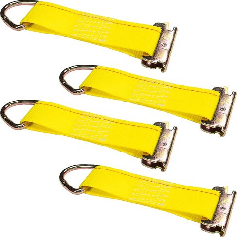 US Cargo Control E-Track Rope Tie-Offs, 2 Inch x 6 Inch Cargo Tie-Downs (10-Pack) with D Ring and Spring E Track Fitting for Easily Securing Cargo to E-Track, 1,467 Pounds Working Load Limit - Yellow in Saudi Arabia