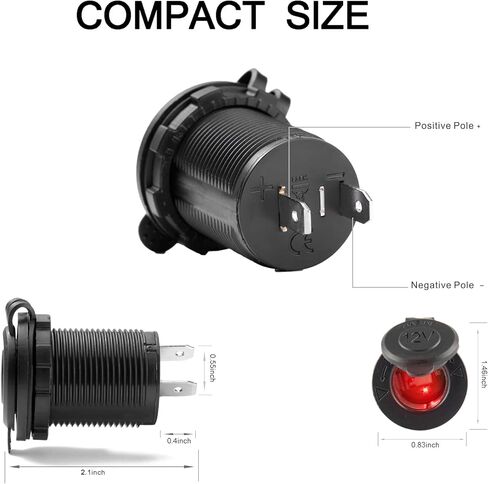 UYYE Universal 12V/24V Car Cigarette Lighter Socket, for Car Marine Motorcycle ATV RV and More, Car Interior Accessories with Waterproof Receptacle in Kuwait
