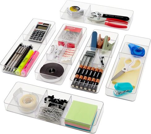 مجموعة منظم الأدراج من 6 قطع من STORi Remix | رمادي كلاسيكي | صناديق تخزين المكياج والزينة وفواصل أدراج المكتب in Kuwait