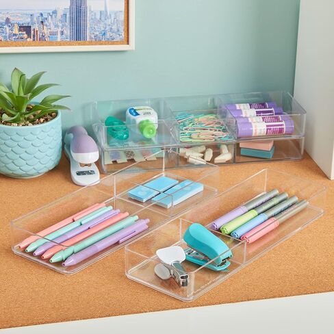 مجموعة منظم الأدراج من 6 قطع من STORi Remix | رمادي كلاسيكي | صناديق تخزين المكياج والزينة وفواصل أدراج المكتب in Kuwait