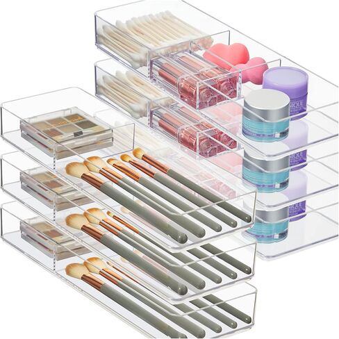 مجموعة منظم الأدراج من 6 قطع من STORi Remix | رمادي كلاسيكي | صناديق تخزين المكياج والزينة وفواصل أدراج المكتب in Kuwait