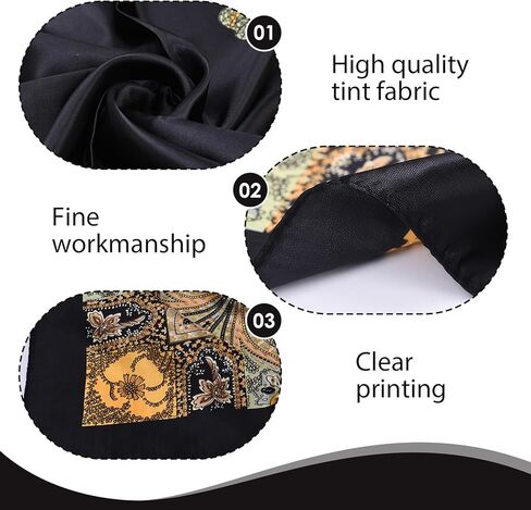 وشاح رأس حريري مربع كبير مقاس 81.28 سم، قطعتان من وشاح الشعر الناعم بملمس الساتان، زينة رائعة بطباعة ذهبية قديمة مناسبة للارتداء اليومي في الصيف والخريف والسفر (أسود وأحمر) in Kuwait