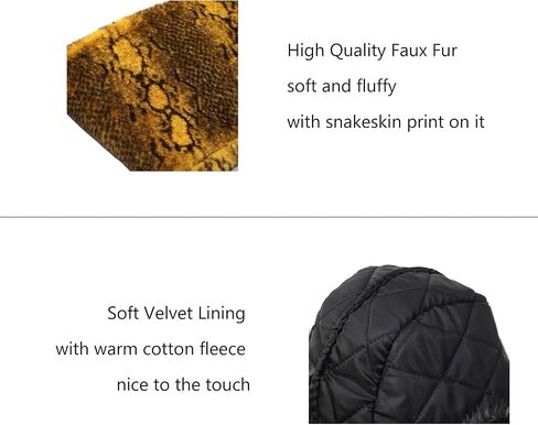 مجموعة قبعة ووشاح دلو من الفرو الصناعي من جلد الثعبان للسيدات من LA CARRIE مكونة من قطعتين باللون الأصفر للشتاء الدافئ in Kuwait