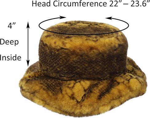 مجموعة قبعة ووشاح دلو من الفرو الصناعي من جلد الثعبان للسيدات من LA CARRIE مكونة من قطعتين باللون الأصفر للشتاء الدافئ in Kuwait