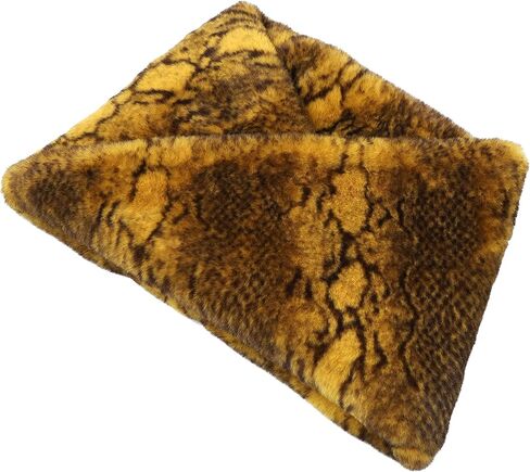 مجموعة قبعة ووشاح دلو من الفرو الصناعي من جلد الثعبان للسيدات من LA CARRIE مكونة من قطعتين باللون الأصفر للشتاء الدافئ in Kuwait