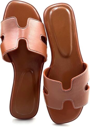 Women's Flat Sandals: Stylish Design, Non-Slip Rubber Sole, Latex Insole for Comfort - Perfect for Shopping, Parties, and Casual Outings - Ideal Gift Choice in Kuwait