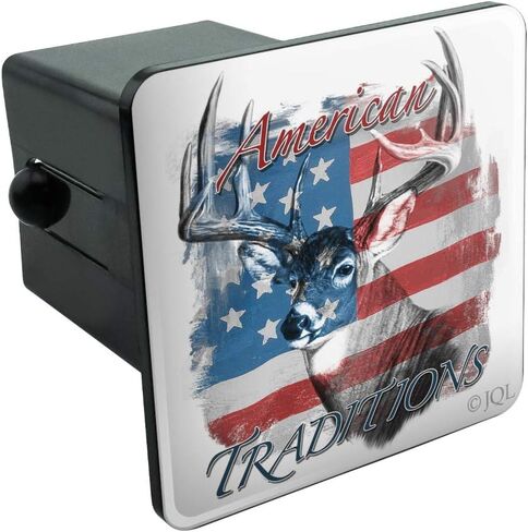 Deer USA Flag American Traditions Hunting Tow Trailer Hitch Cover Plug Insert in Saudi Arabia