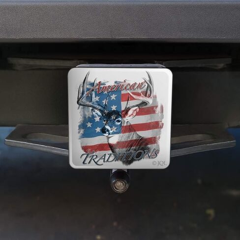 Deer USA Flag American Traditions Hunting Tow Trailer Hitch Cover Plug Insert in Saudi Arabia