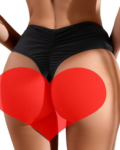 Women's Sexy High Waisted High Cut Cheeky Thong Bikini Swimsuit Bathing Suit Bottoms in Saudi Arabia