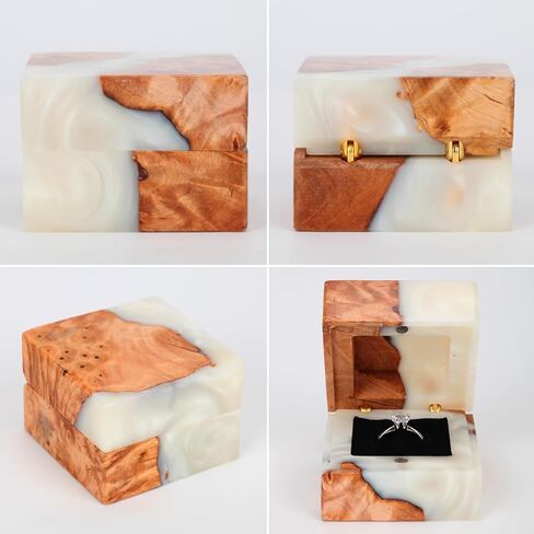 Wedding Ring Box, Engagement Ring Box with Single Slot Handcrafted Stabilized Wood and Resin Ring Box for Proposal Wedding Ceremony, Jewelry Organizer Elegant and Retro Ring Holder Box(Green) in Saudi Arabia