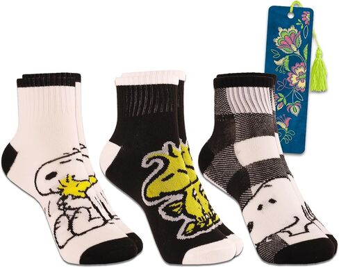مجموعة جوارب الكاحل Screen Legends Peanuts - حزمة مع 3 أزواج من جوارب Snoop مقاس واحد يناسب الجميع بالإضافة إلى المزيد | الجوارب مقاس واحد يناسب الجميع في صندوق هدايا للجنسين in Kuwait
