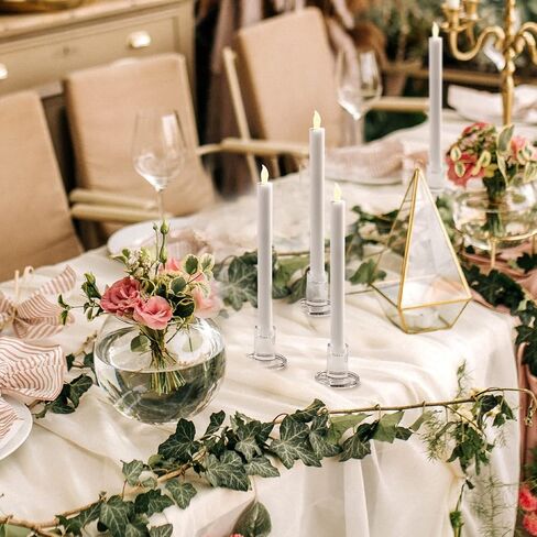 LampLust Clear Candle Holders for Candlesticks,10 Pack, 2.5 in, Glass Candlestick Holder, Fits Standard Tapered Candles, Decorative Candle Holders for Table Centerpiece, Colorful Modern Candle Holder in Saudi Arabia