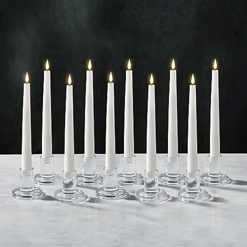 LampLust Clear Candle Holders for Candlesticks,10 Pack, 2.5 in, Glass Candlestick Holder, Fits Standard Tapered Candles, Decorative Candle Holders for Table Centerpiece, Colorful Modern Candle Holder in Saudi Arabia