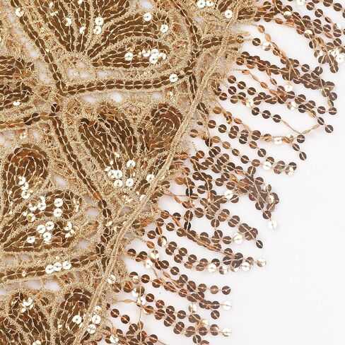 L'VOW Glittering 1920s Scarf for Women Mesh Sequin Wedding Cape Fringed Evening Shawl Wrap in Saudi Arabia