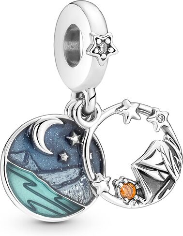 Pandora Camping Night Sky Double Dangle Charm Bracelet Charm Moments Bracelets - Stunning Women's Jewelry - Gift for Women - Made with Sterling Silver, Cubic Zirconia & Enamel in Saudi Arabia