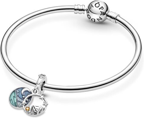 Pandora Camping Night Sky Double Dangle Charm Bracelet Charm Moments Bracelets - Stunning Women's Jewelry - Gift for Women - Made with Sterling Silver, Cubic Zirconia & Enamel in Saudi Arabia