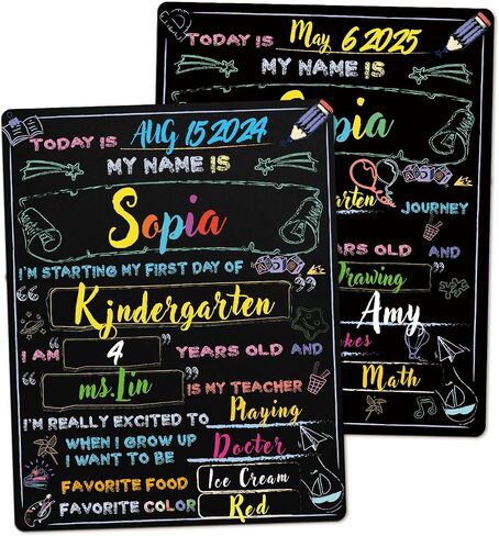 First Day of School Sign, First Day of School Board 11x14 Inch Double Sided Back to School for Boys & Girls, Kindergarten Preschool 1st Grade School Supplies, First and Last Day of School Chalkboard in Saudi Arabia